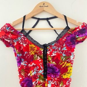 Urban Outfitters Betsey Floral Velvet Bodysuit